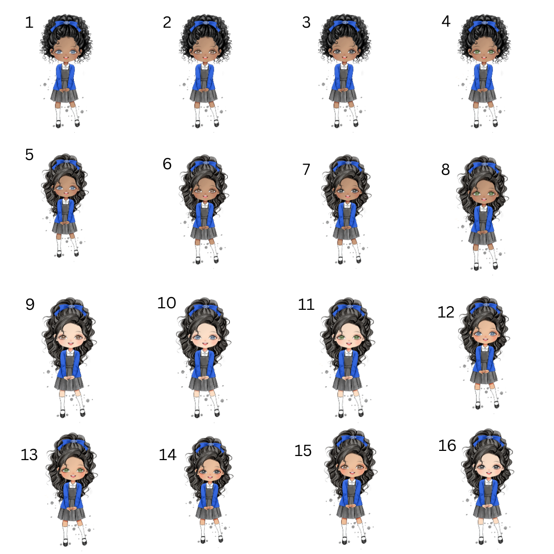 Personalised school water bottle Girl Blue uniform