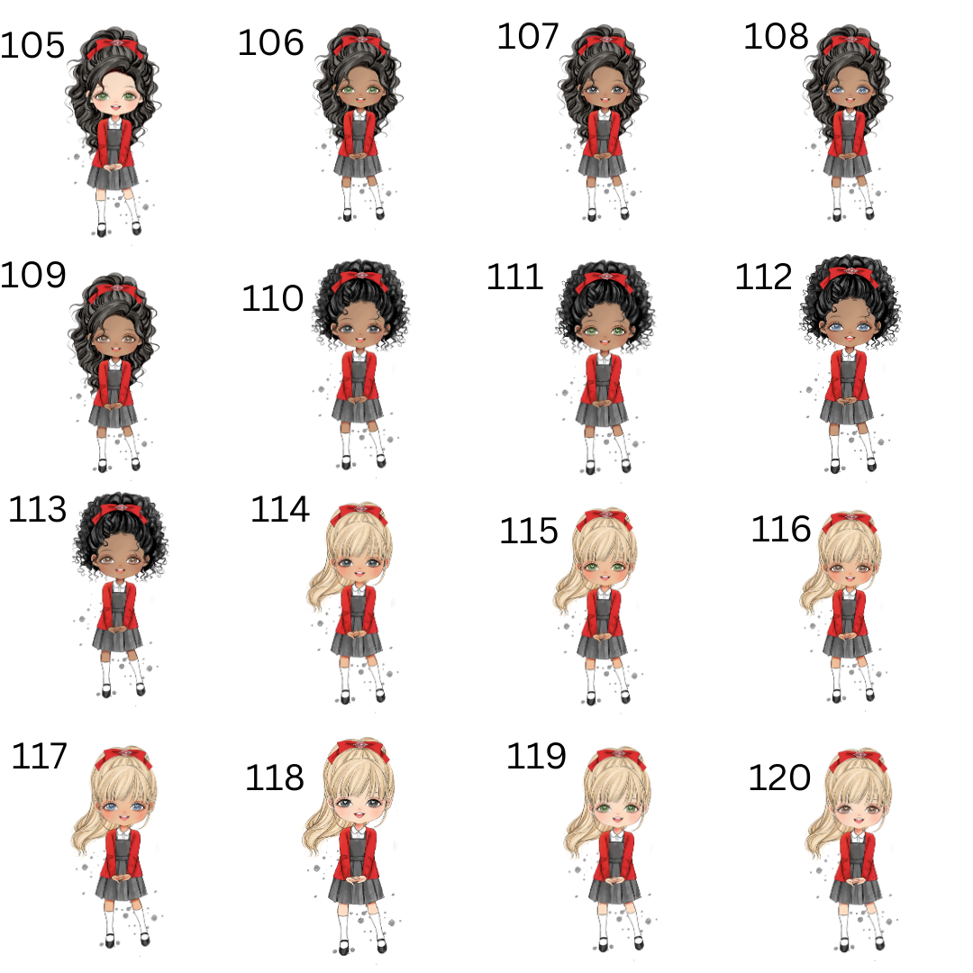 Personalised school water bottle girl red uniform