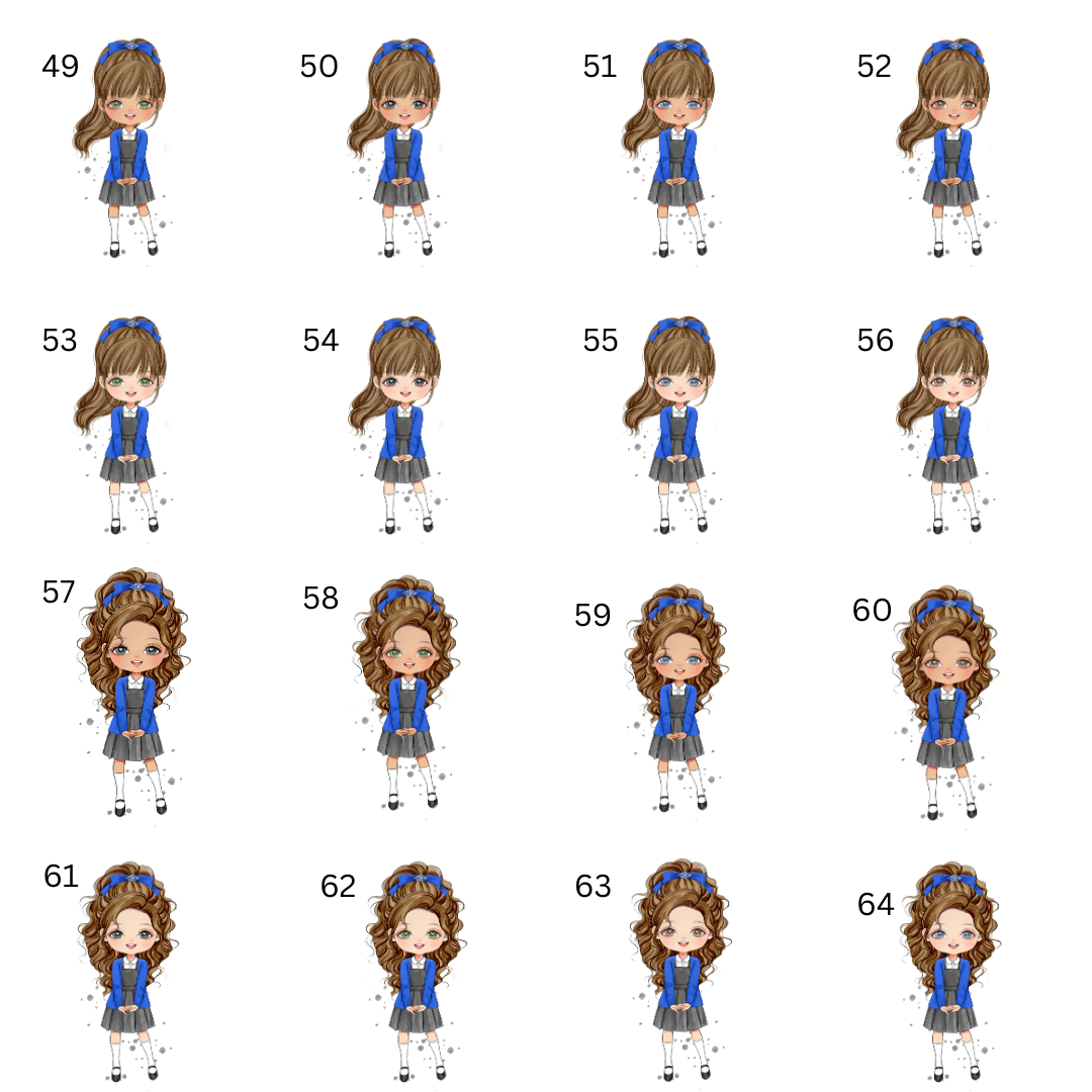 Personalised school water bottle Girl Blue uniform